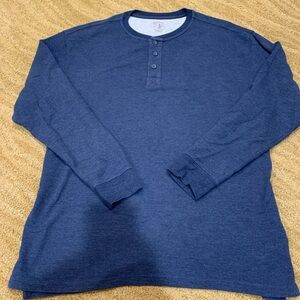 Red Head Waffle Knit Men's Extra Large Tall Blue Henley Thermal Outdoor Warm